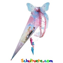 Schultüte "Königshochzeit" 85 cm  mit Glitter, Schleier und Schleife-Schmetterling mit Textilbändern