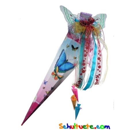 Schultüte "Butterfly" 85cm mit Glitter, mit Schultütenschleife Schmettering