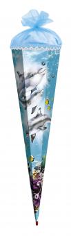 Schultüte "Delfin" mit Glitter und Steinen 85cm 