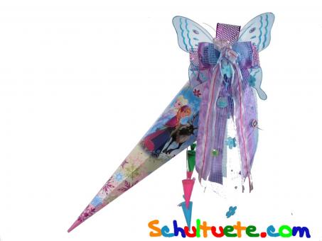 Schultüte "Disney´s Die Eiskönigin" 85cm, mit Schultütenschleife Schmetterling 