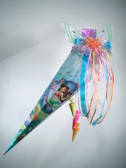 Schultüte "Meerjungfrau" 85cm, mit Schultütenschleife Schmetterling 